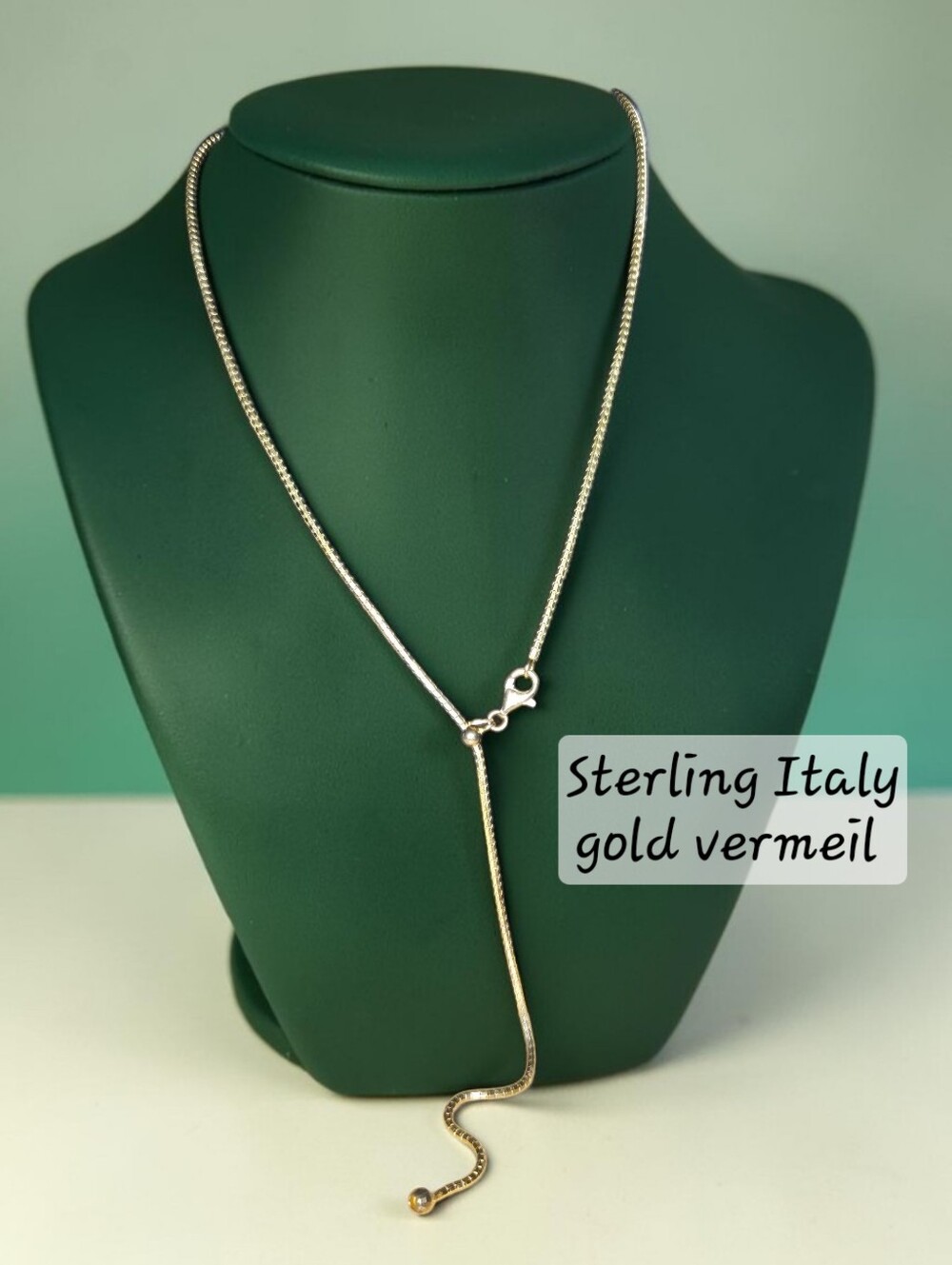Italian 925 Sterling Silver Gold-Vermeil 22-Inch Adjustable Slider Chain